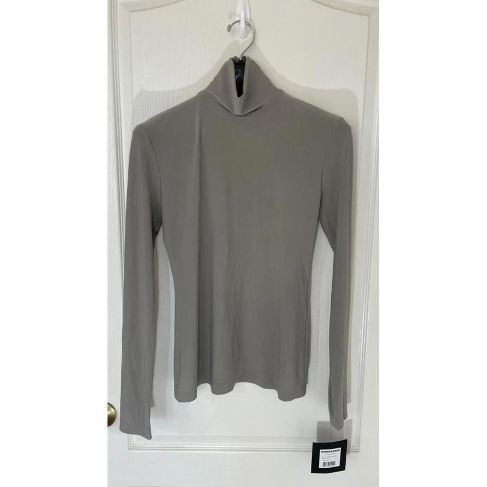 NWT Norma Kamali bodycon  grey dust turtleneck contemporary minimalist medium - Picture 3 of 8